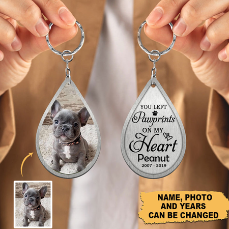 Custom Pet Memorial Teardrop Keychain | Your Fur Baby's Eternal Pawprint